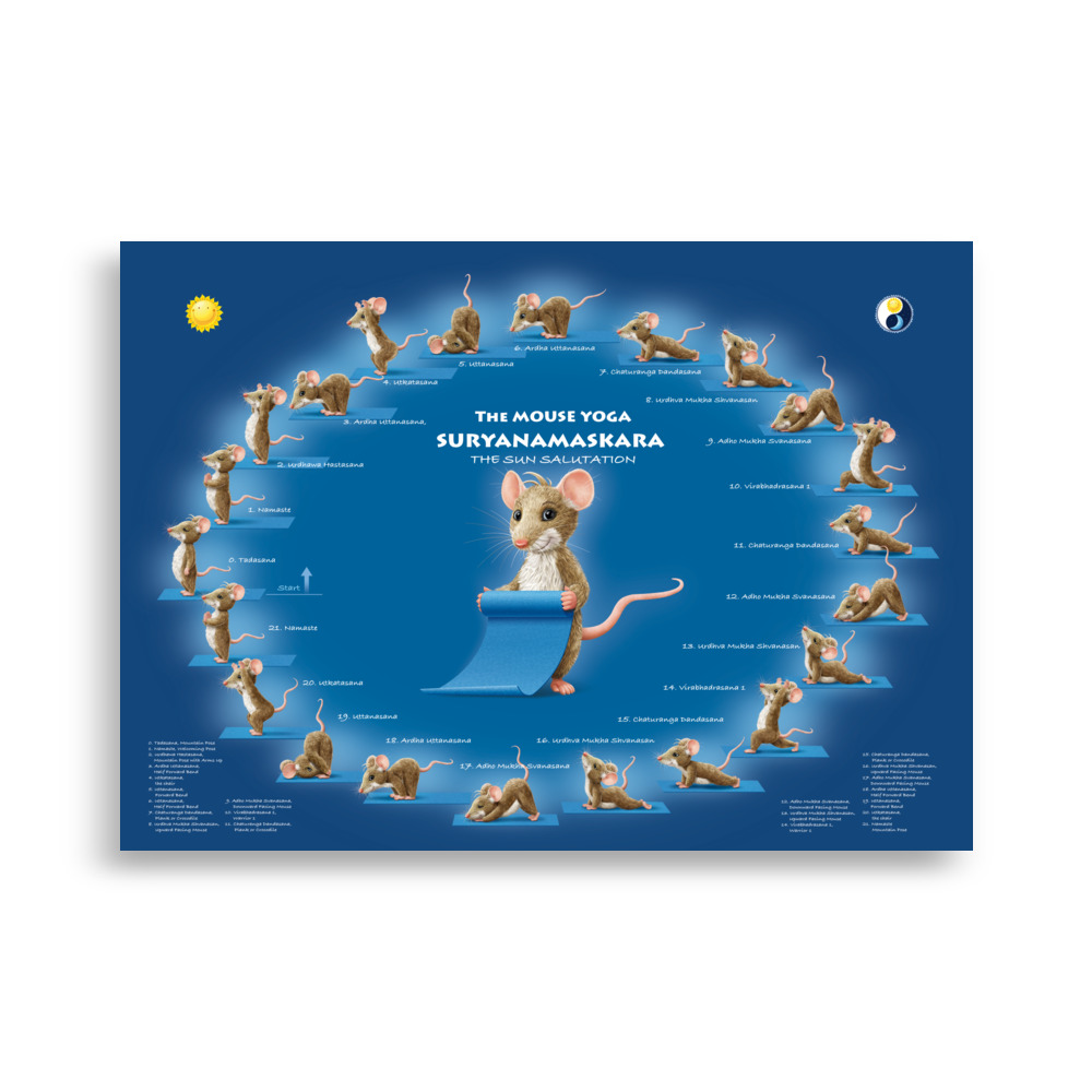 50x70 Yoga Übungsposter Suryanamaskara Englisch