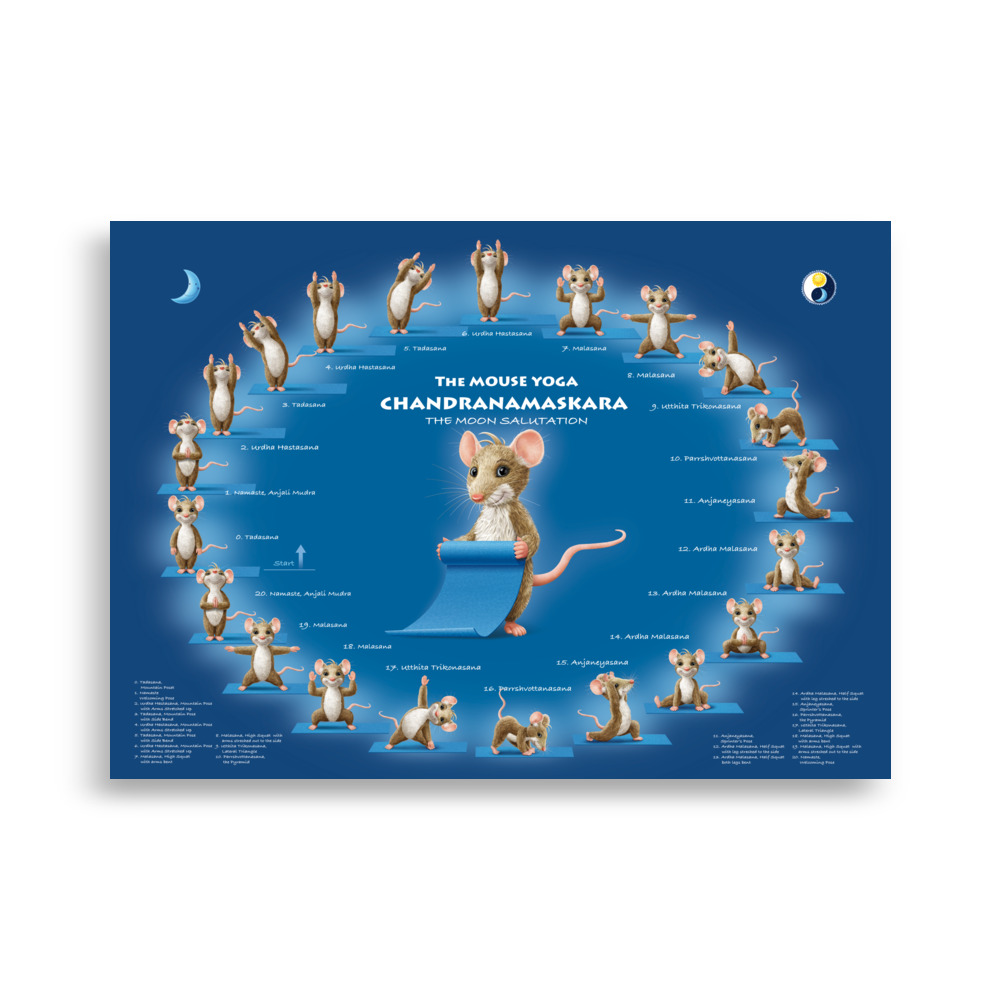50x70 Yoga Übungsposter Chandranamaskara Englisch