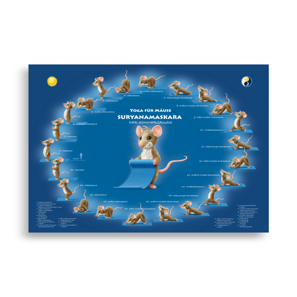 100x70 Yoga Übungsposter Suryanamaskara Deutsch
