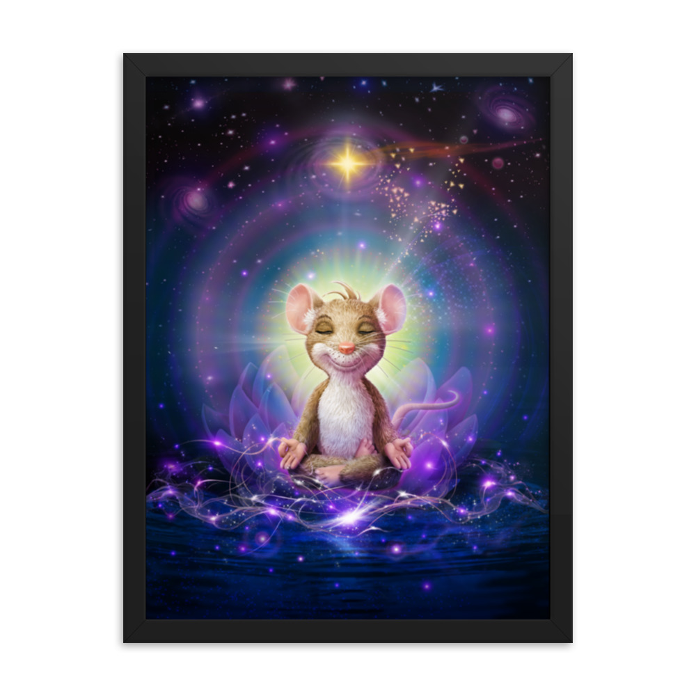 YOGA FÜR MÄUSE Poster "MEDITATION" Gerahmtes Fotopapier-Poster