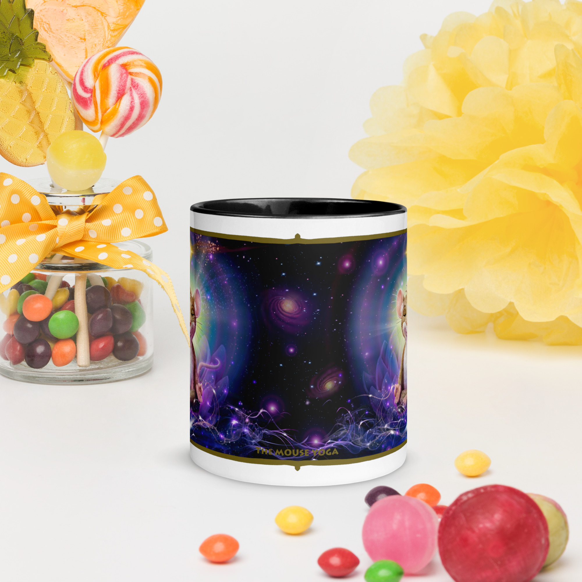 YOGA FÜR MÄUSE Tasse mit farbiger Innenseite – Bild 3