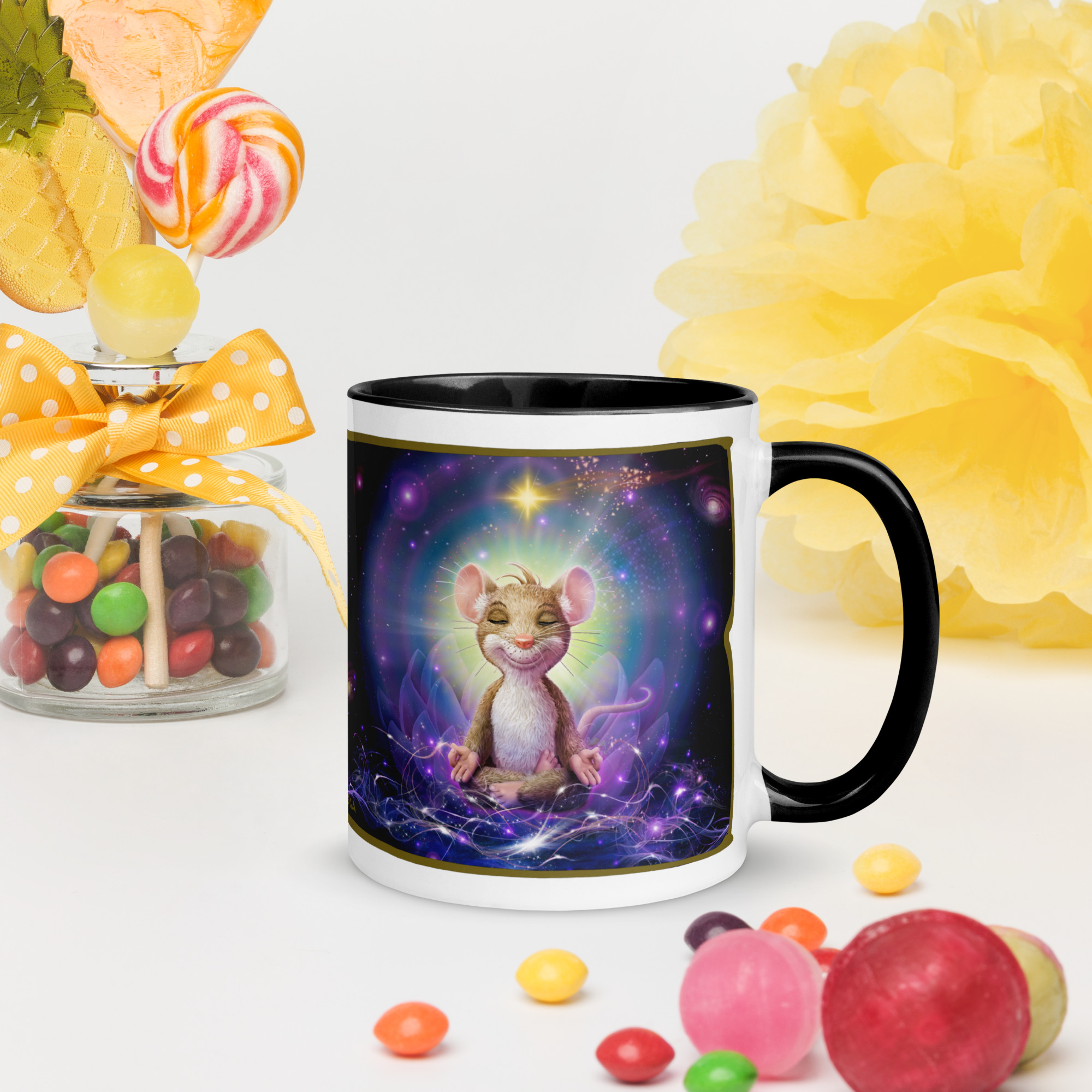 YOGA FÜR MÄUSE Tasse mit farbiger Innenseite – Bild 2