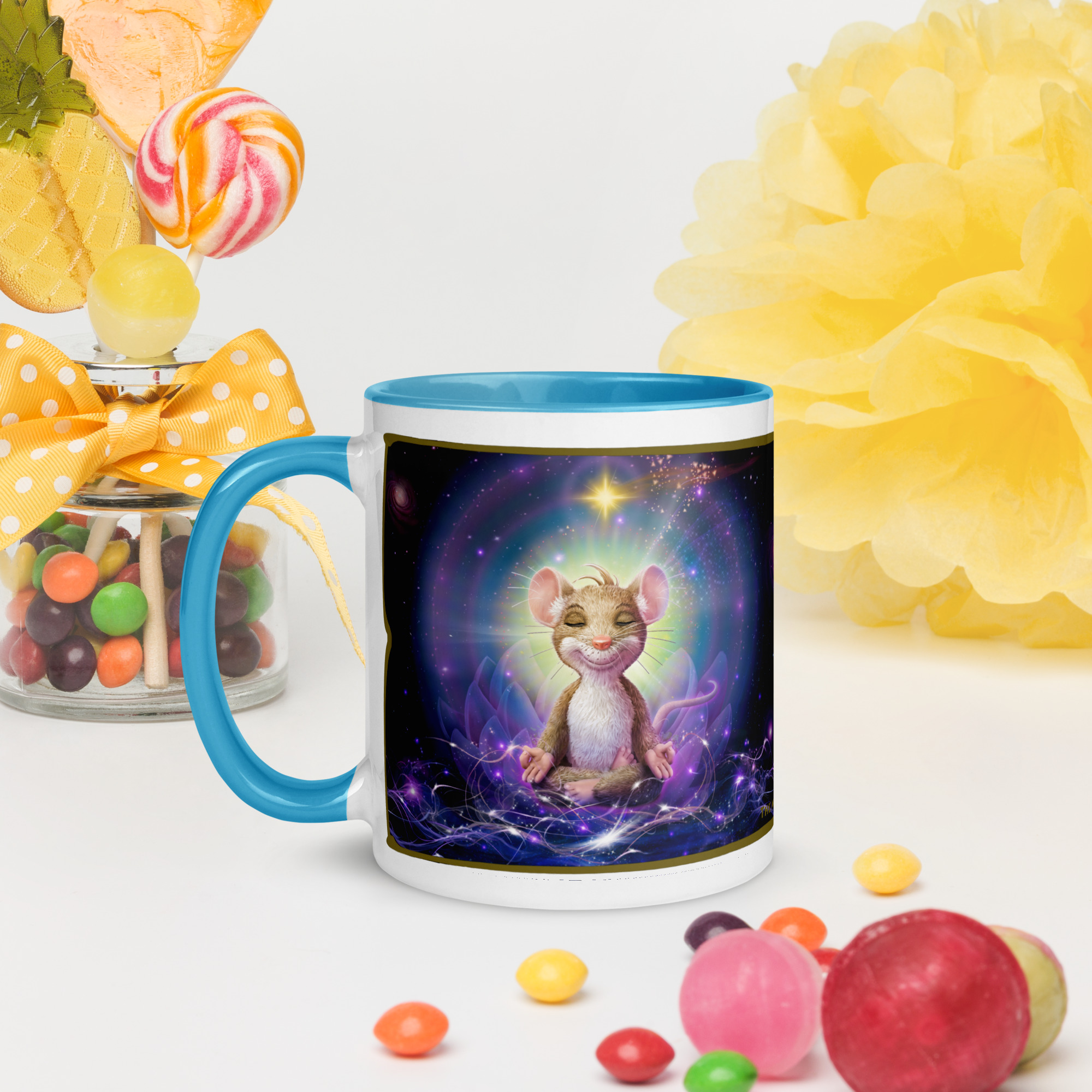 YOGA FÜR MÄUSE Tasse mit farbiger Innenseite – Bild 10