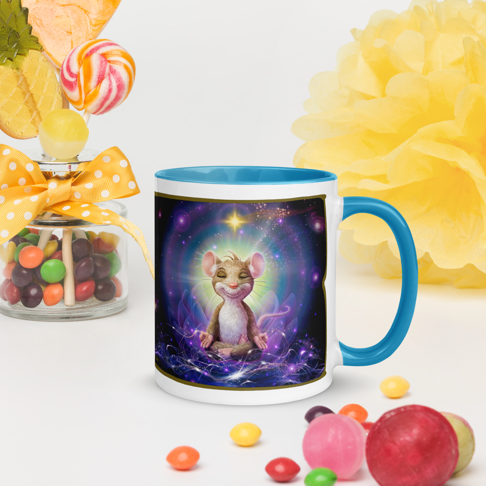 YOGA FÜR MÄUSE Tasse mit farbiger Innenseite – Bild 11