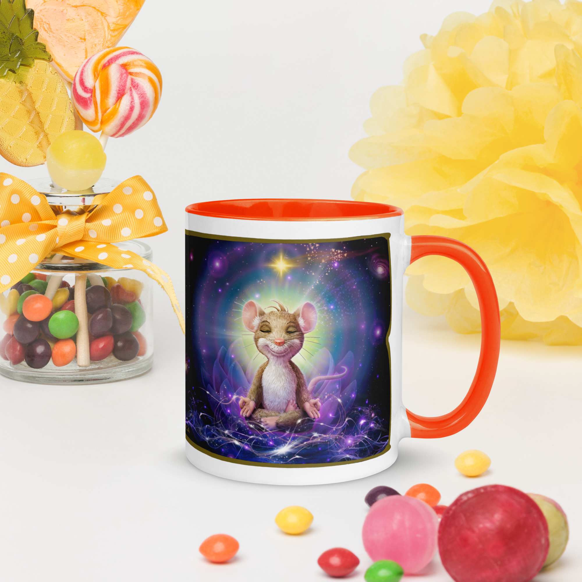 YOGA FÜR MÄUSE Tasse mit farbiger Innenseite – Bild 8