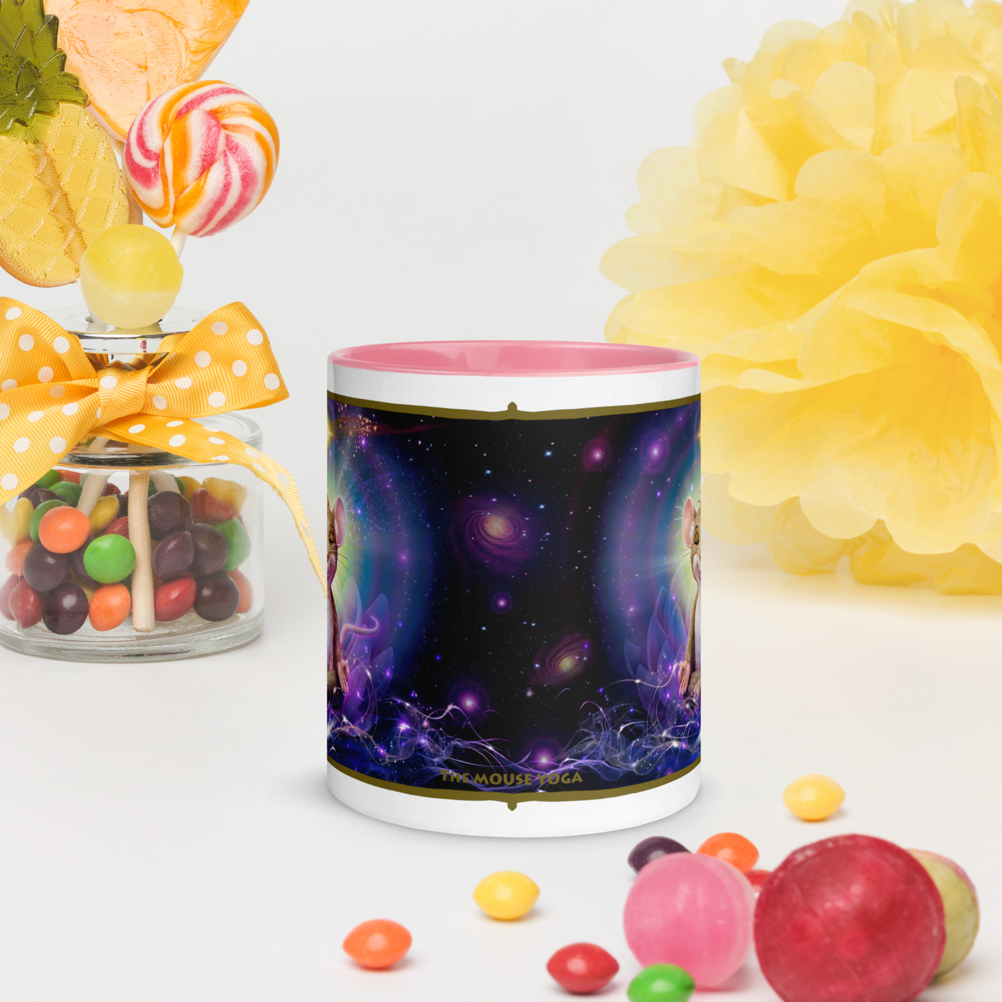 YOGA FÜR MÄUSE Tasse mit farbiger Innenseite – Bild 15