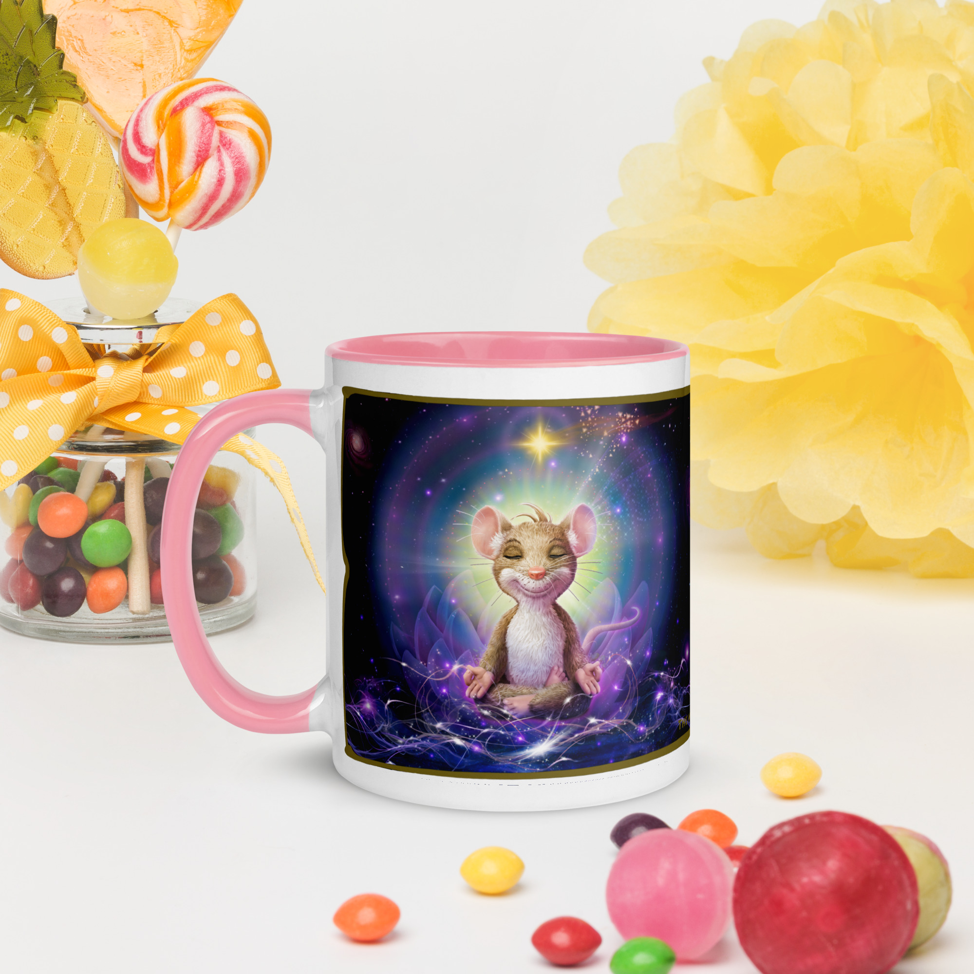 YOGA FÜR MÄUSE Tasse mit farbiger Innenseite – Bild 13
