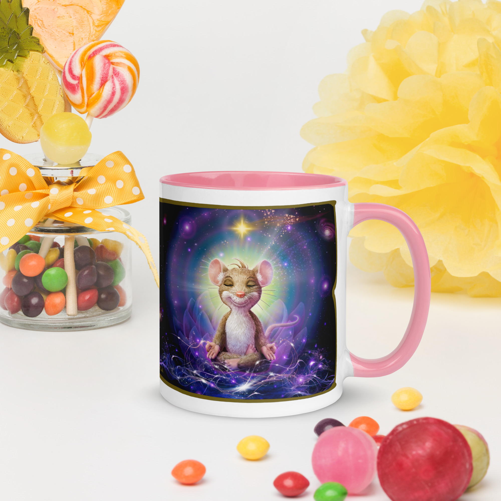 YOGA FÜR MÄUSE Tasse mit farbiger Innenseite – Bild 14